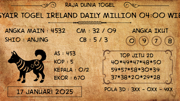 Prediksi Ireland Daily Million 04:00 WIB